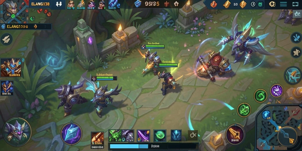 Screenshot gameplay ELANG138 yang penuh aksi MOBA.