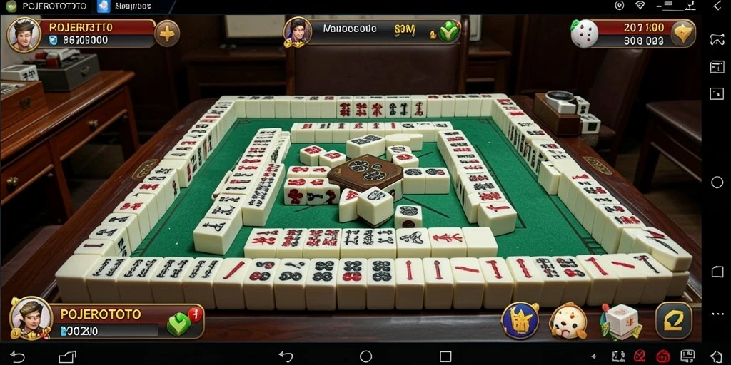 Screenshot gameplay POJEROTOTO dengan tampilan ubin Mahjong yang menarik.